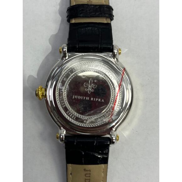 Judith Ripka Women’s Watch Floating Heart Charm Black Leather - Picture 7 of 10